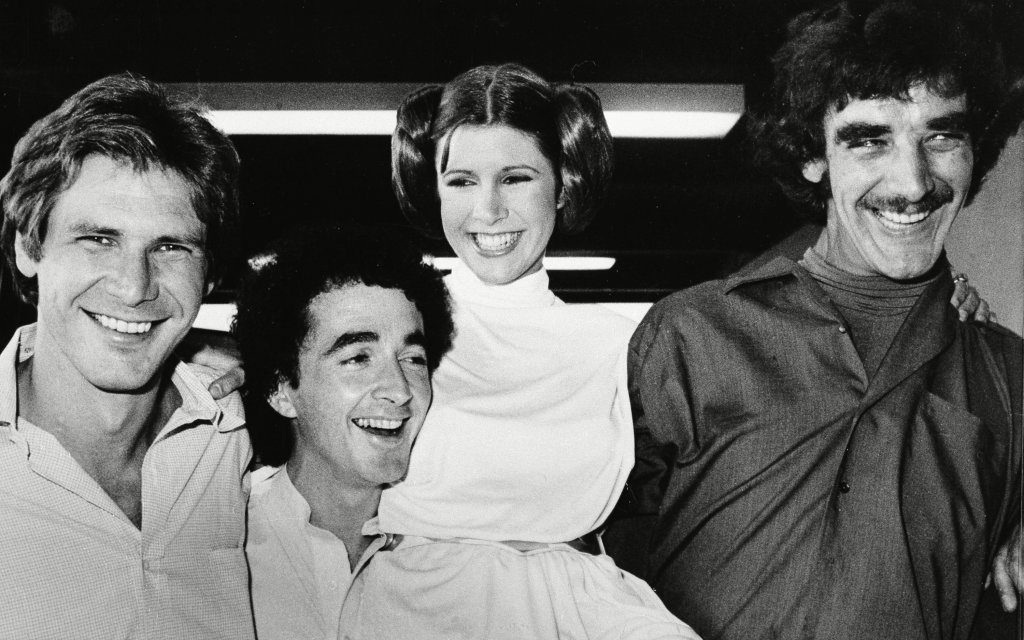 Harrison Ford - Han Solo, Anthony Daniels - C3P0, Carrie Fisher - Princesa Leia e Peter Mayhew - Wookie Chewbacca