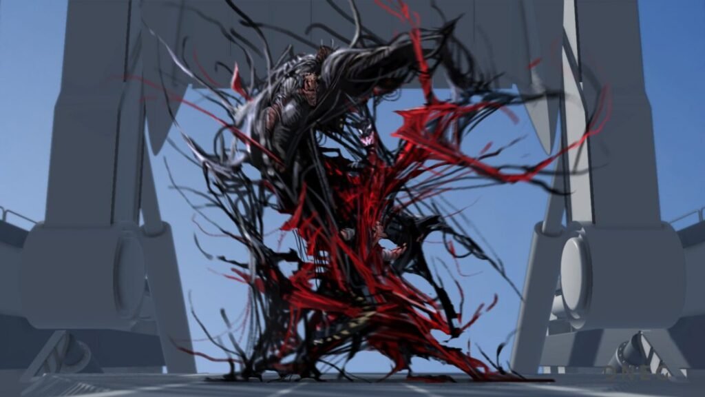 Arte conceitual de Paolo Giandoso para batalha entre Venom e Carnificina - Eddie Brock e Cletus Kassady
