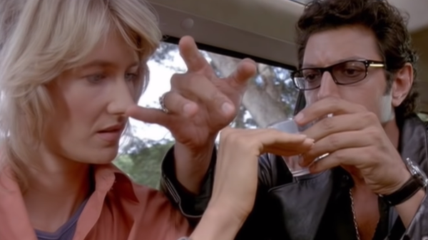 Laura Dern e Jeff Goldblum em Jurassic Park 1993