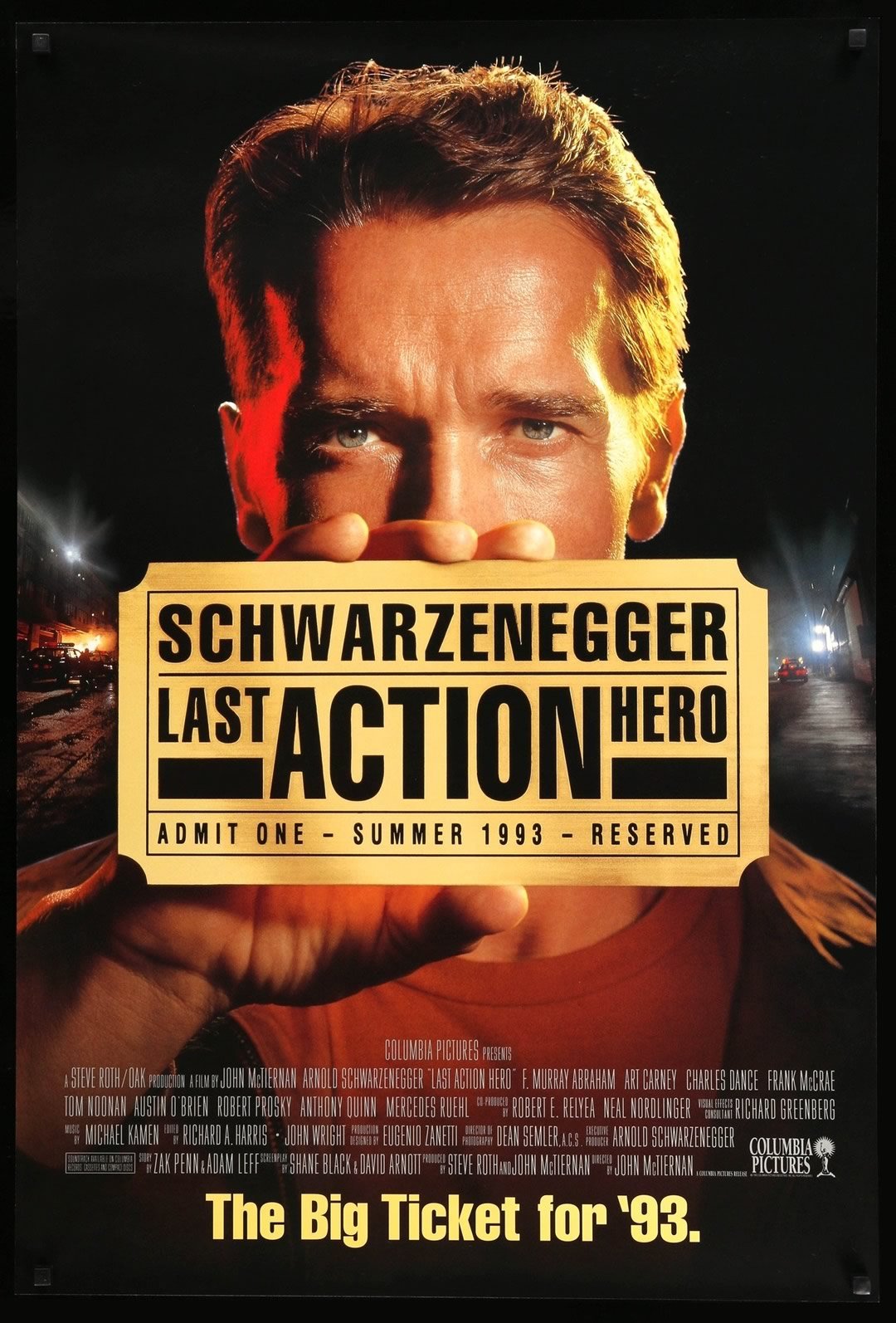 O Último Grande Herói comédia de ação com Arnold Schwarzenegger e Austin O'Brien de 1993