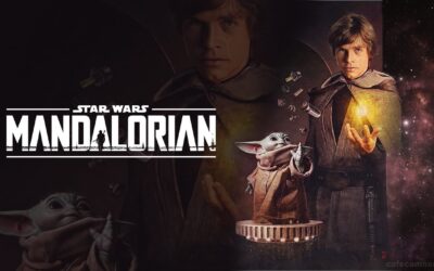 STAR WARS | Luke Skywalker e Grogu construindo um sabre de luz usando a força em arte  de Russell Walks