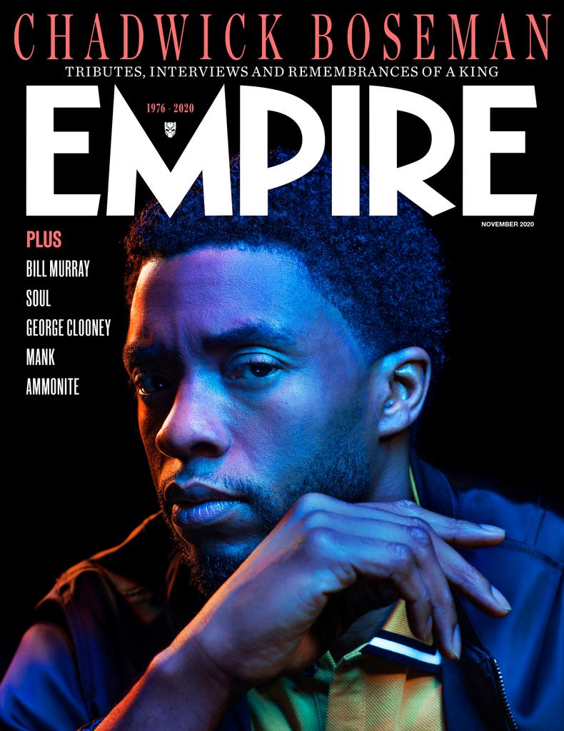 Capa da Revista Empire de Novembro de 2020 - Chadwick Boseman fotografado por Kwaku Alston