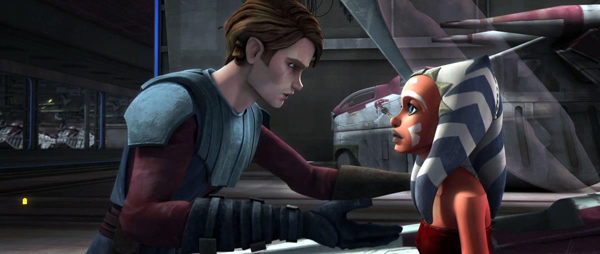 Clone Wars, onde Ahsoka era a padawan de Anakin