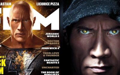 Dwayne Johnson como Adão Negro com o traje para capas da revista TOTAL FILM