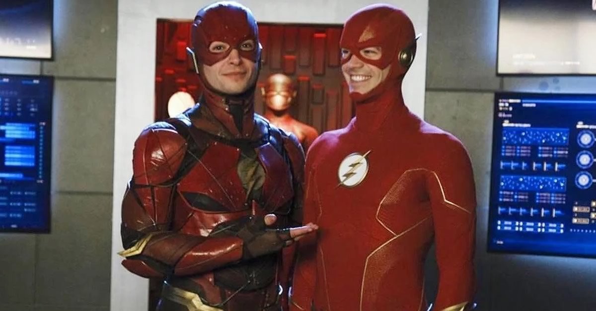 The Flash série | Encontro de Grant Gustin com Ezra Miller em Crise nas Infinitas Terras