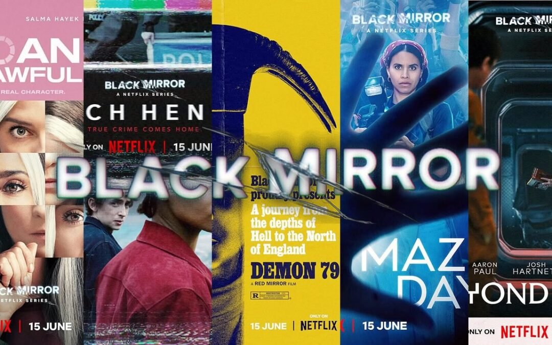 Black Mirror Temporada 6 | Pôsteres dos 5 episódios da série de ficção científica de Charlie Brooker