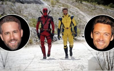 Hugh Jackman com traje classico de Wolverine e Ryan Reynolds como Deadpool em suposta foto oficial no set de Deadpool 3