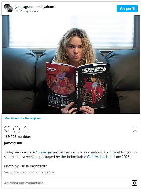 Supergirl | James Gunn celebra a personagem com imagem de Milly Alcock