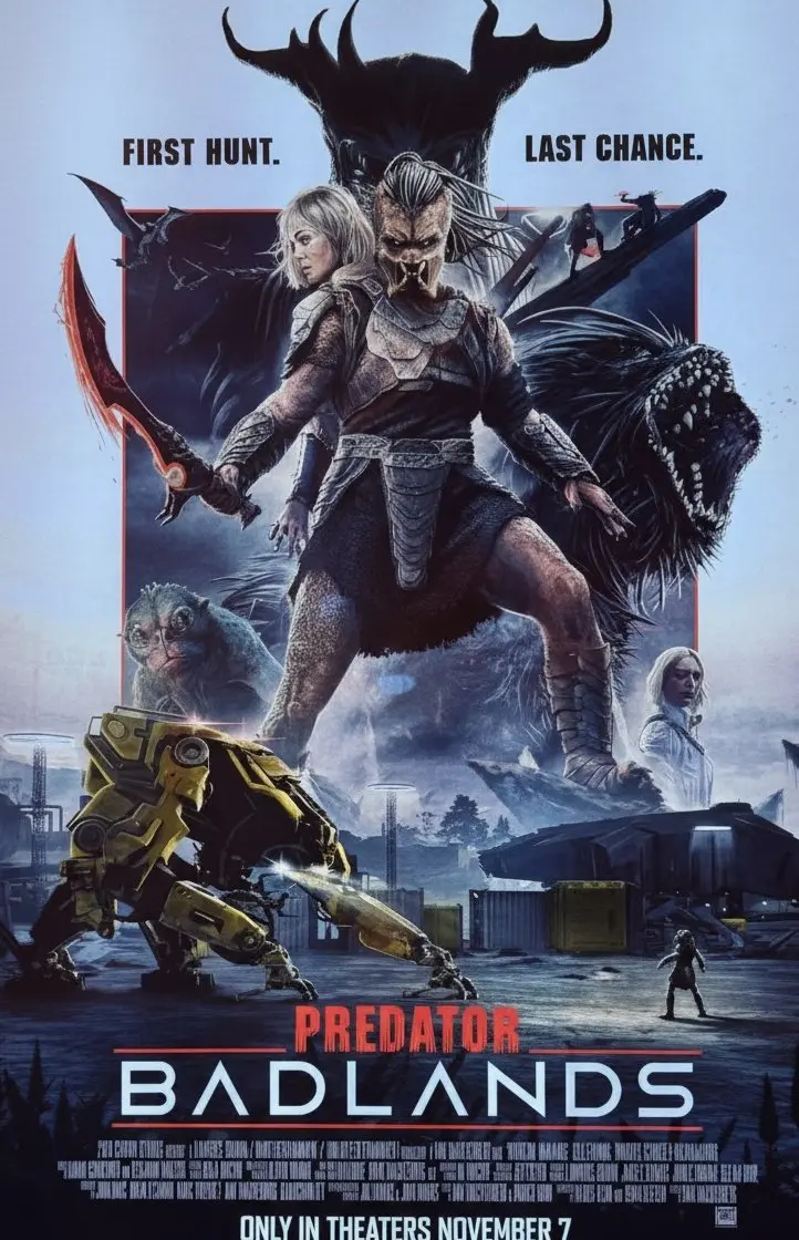 Predator Badlands | Tessa a gêmea sintética de Thia e outros personagens em novo pôster