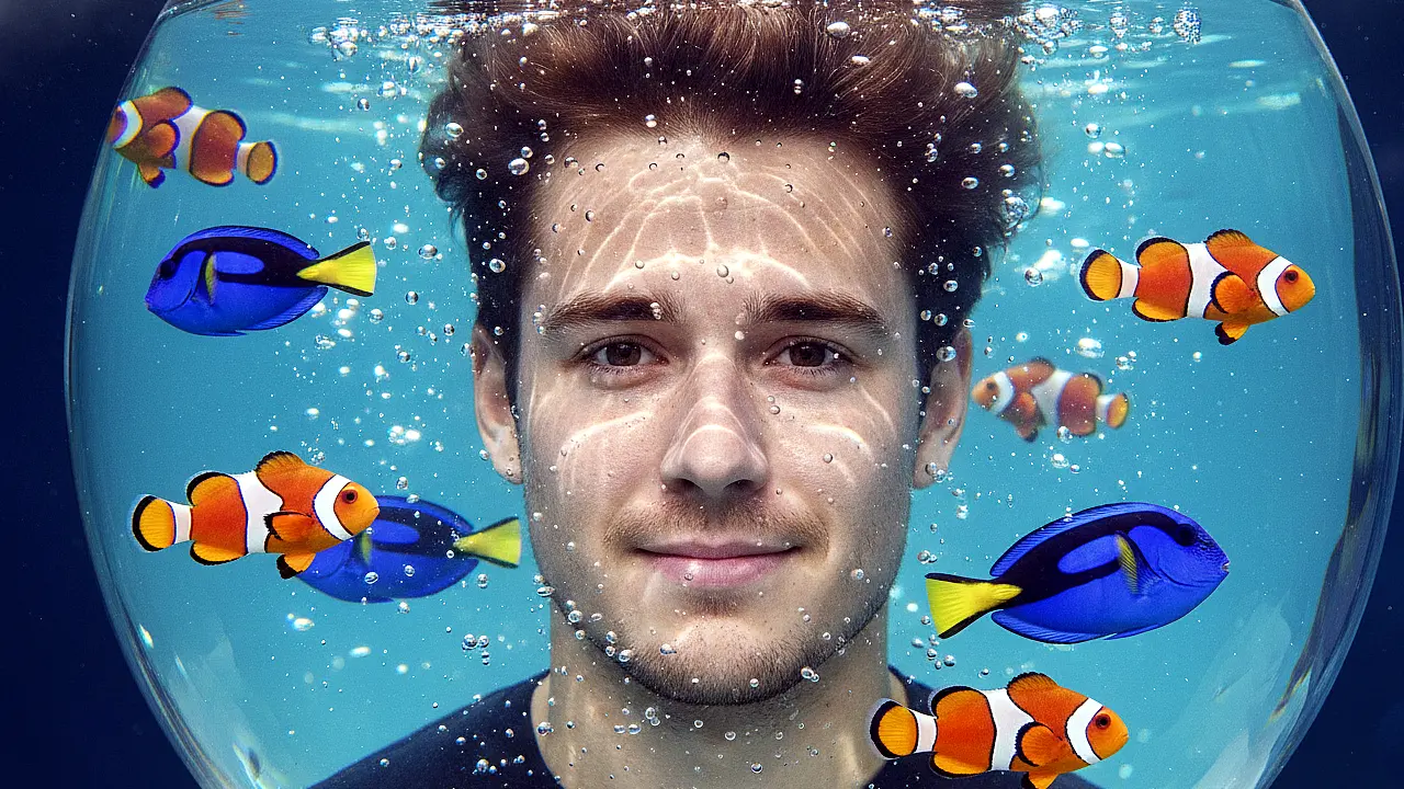 Prompt Gemini | Procurando Nemo e Dory realistas dentro de um aquário