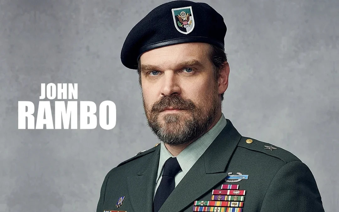 David Harbour como Major Trautman na prequela John Rambo com Noah Centineo