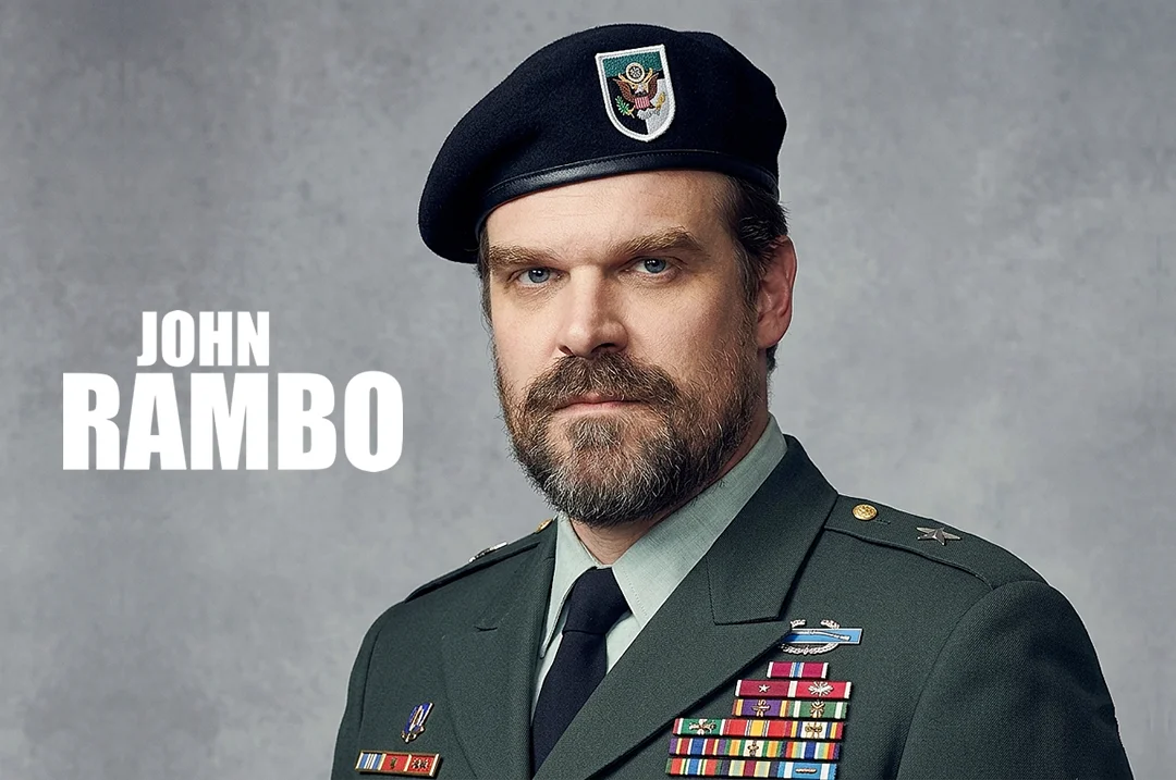 David Harbour como Major Trautman na prequela John Rambo com Noah Centineo