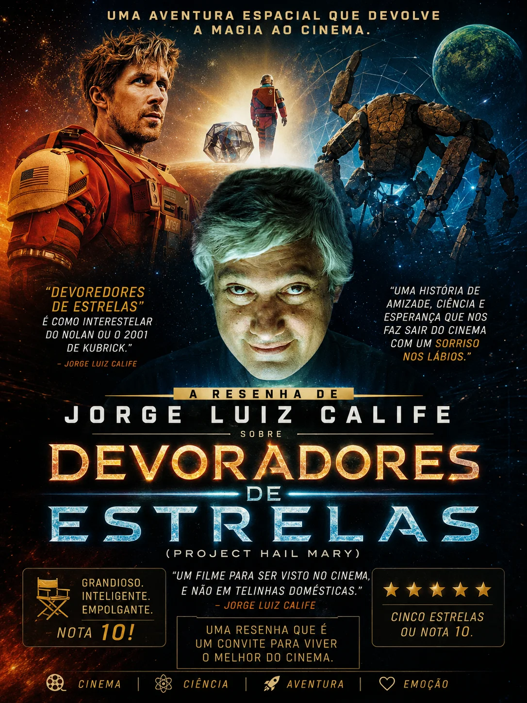 Devoradores de Estrelas | Jorge Luiz Calife analisa a ficção científica estrelada por Ryan Gosling
