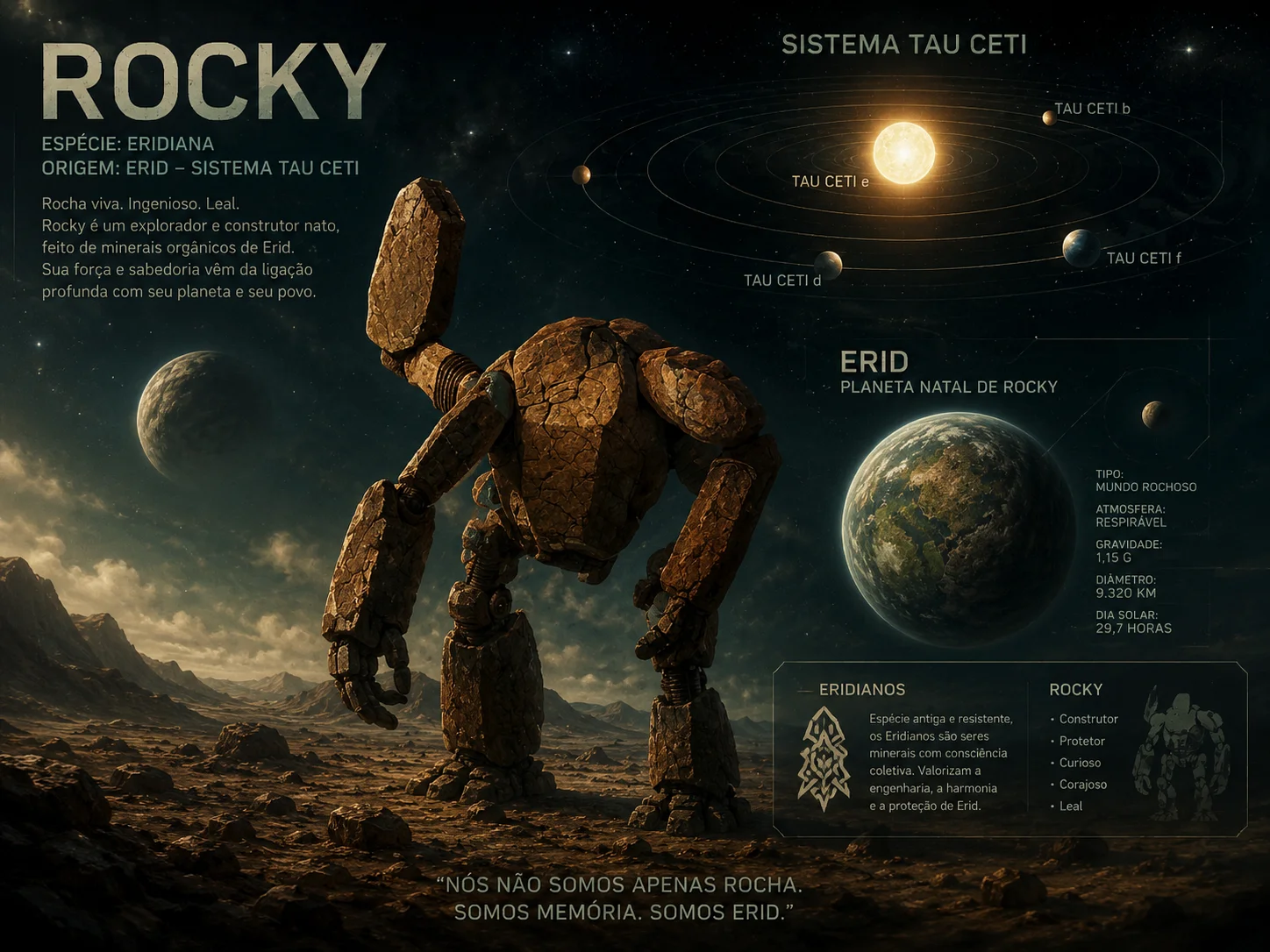 Devorador de Estrelas - Rocky alienigena do planeta ERID do sistema Tau Ceti