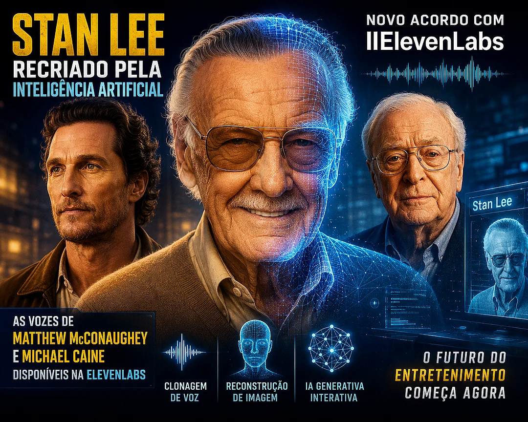 Stan Lee, Matthew McConaughey e Michael Caine - ElevenLabs